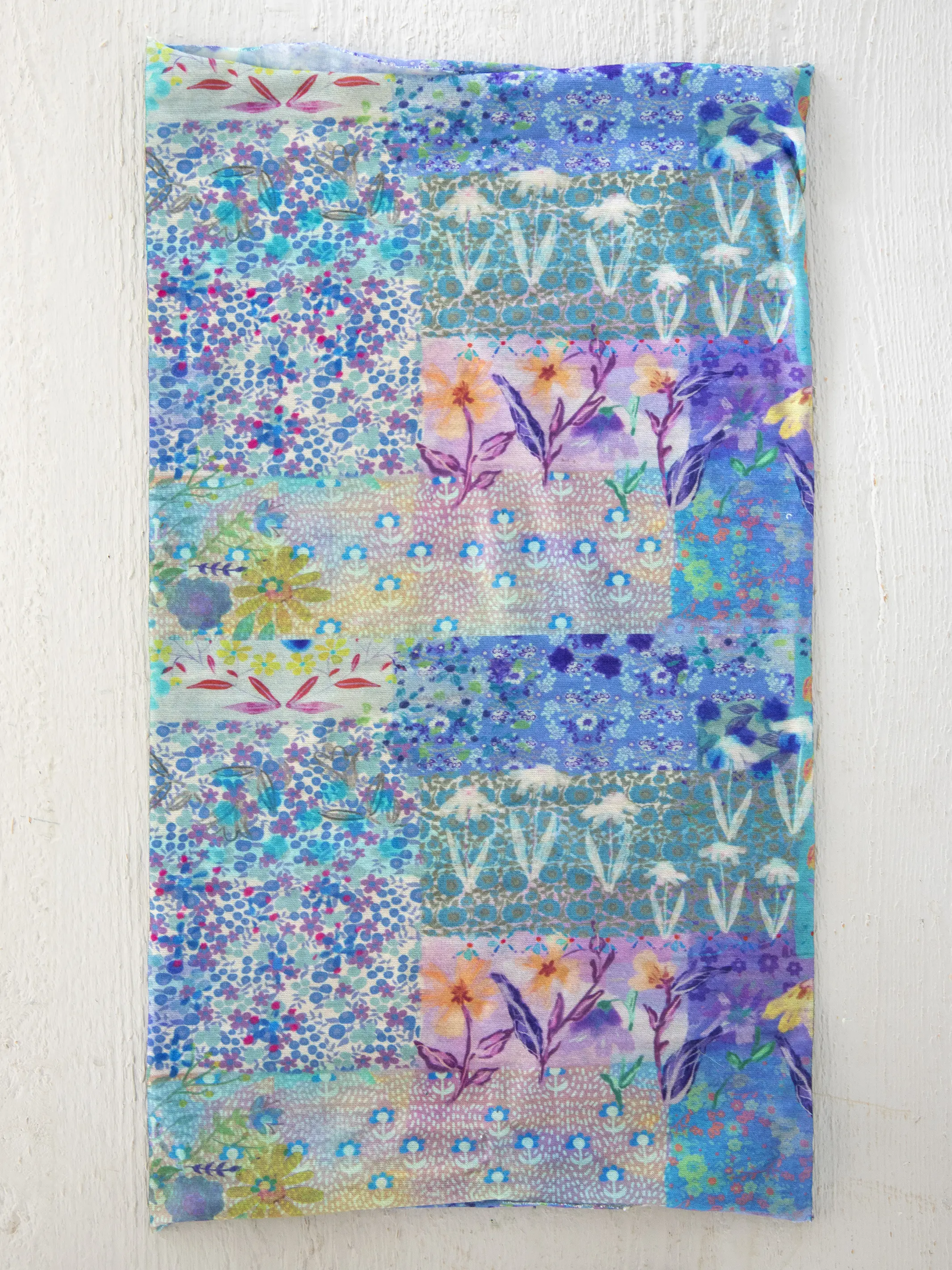 Full Boho Bandeau® Headband - Blue Watercolor Patchwork
