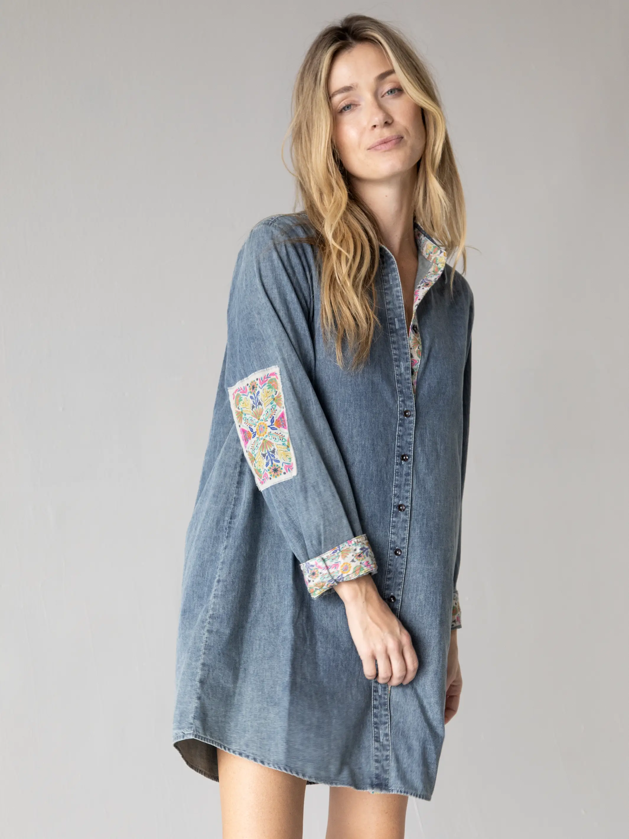 Rocky Cotton Shirt Dress - Denim