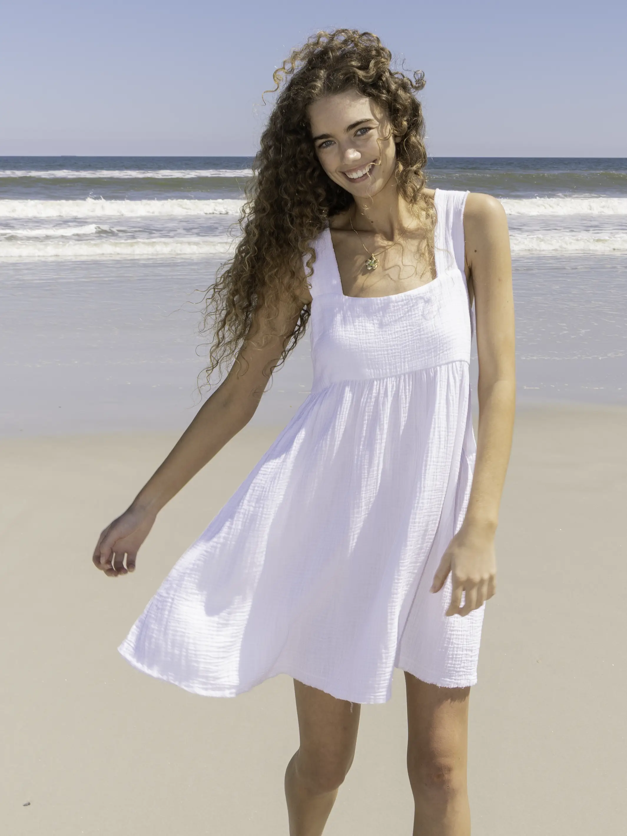 Tricia Mini Dress - White Cotton Gauze