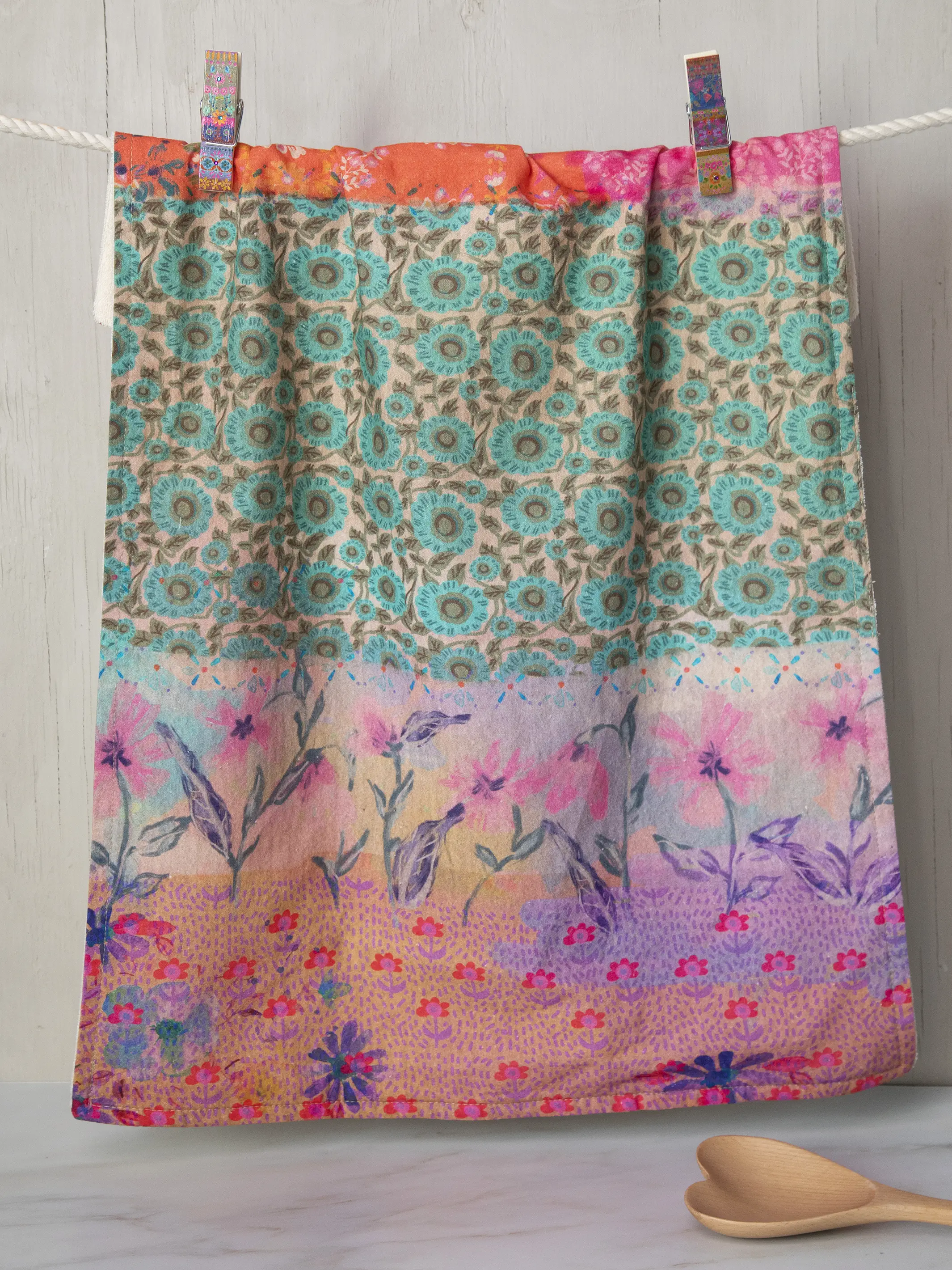 Cotton Dish Towel - Pink Watercolor Patchwork