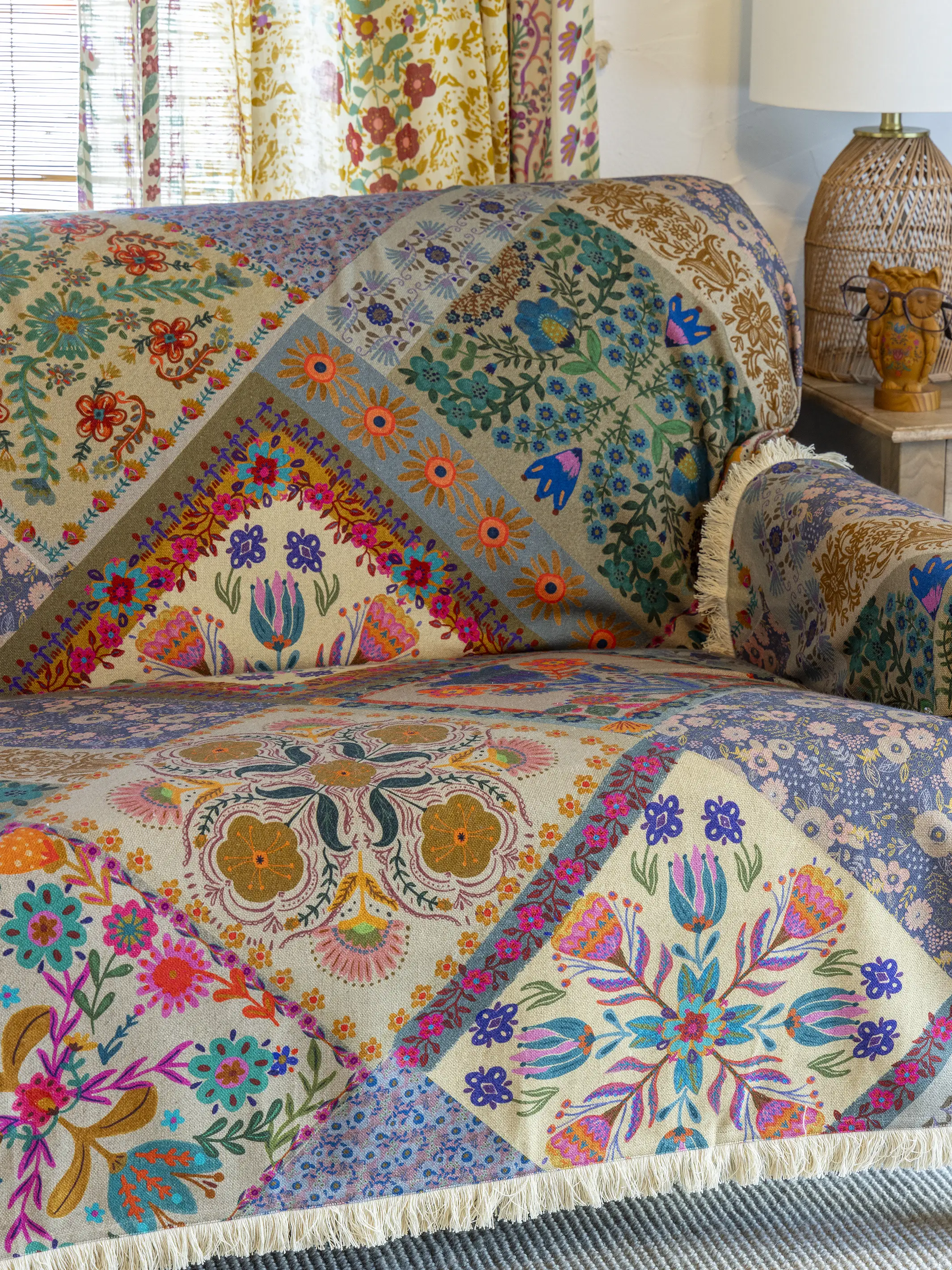 Mom's Favorite Sofa Cover - Mandala Patchwork Cream