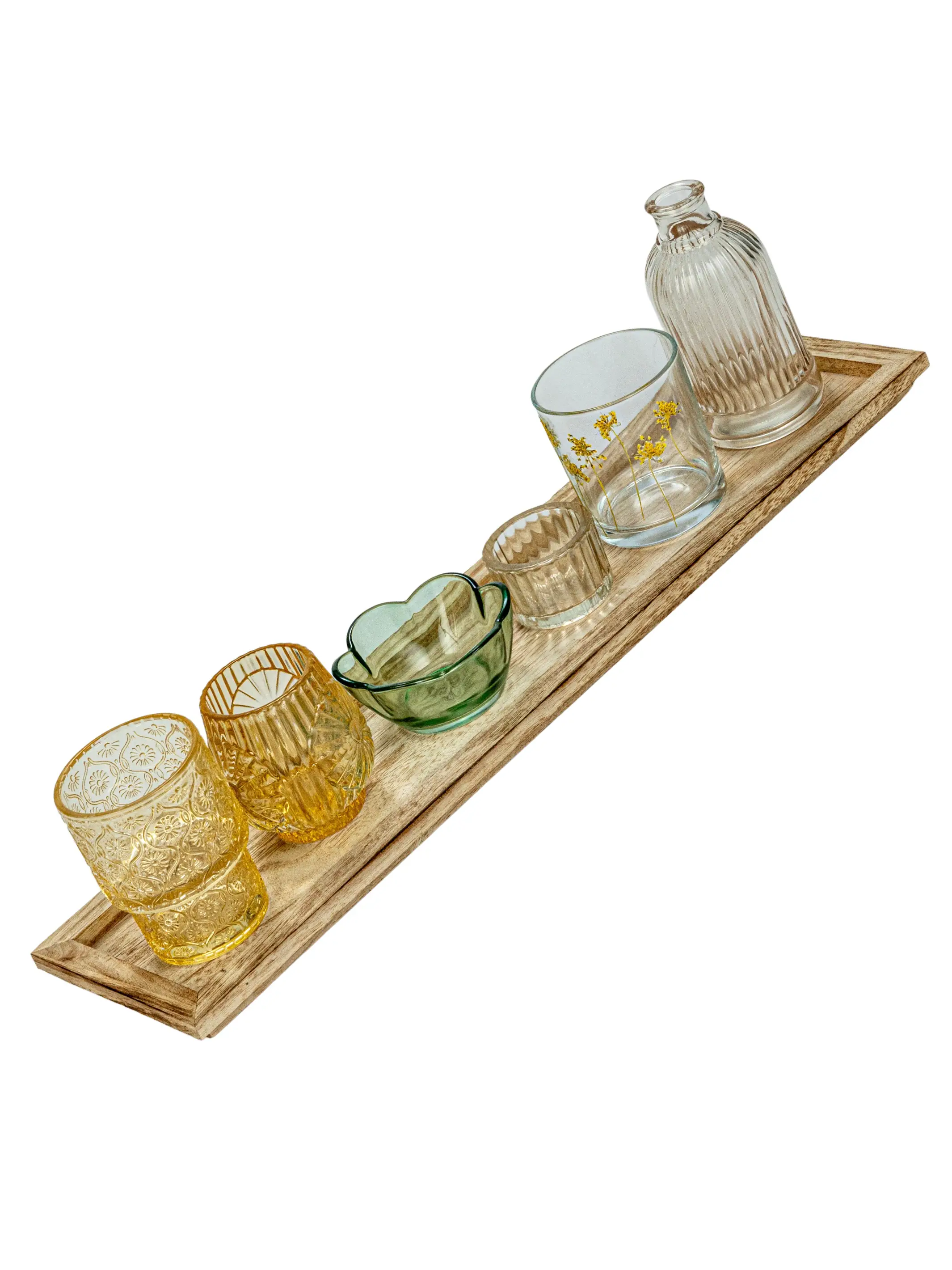 Wooden Tray with Embossed Votives